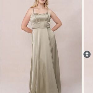 Revelry nova satin bridesmaid dress sage